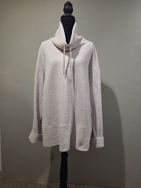 Orvis Cream Funnel Neck Drawstring Sweater XL